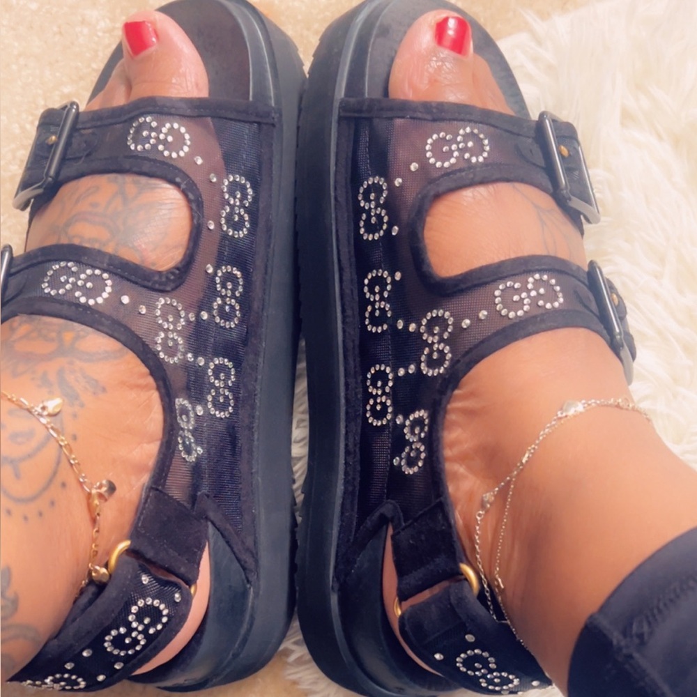 Gucci Black Crystal-Embellished Sandals